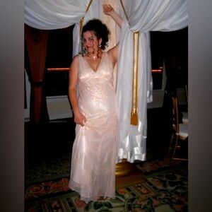 Elegant Cream Evening Gown/Prom Dress with Exquisite Coral Beading